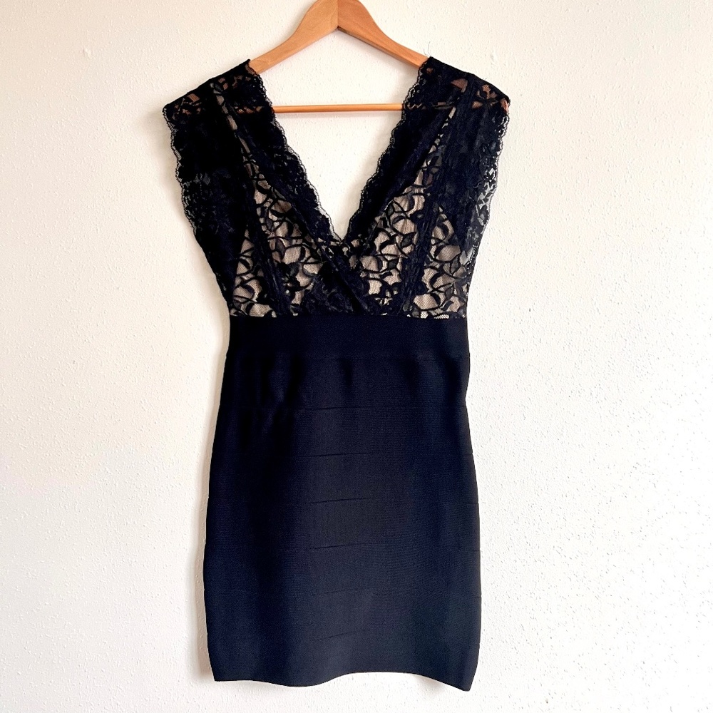 Bebe Bodycon and Lace Mini Dress
